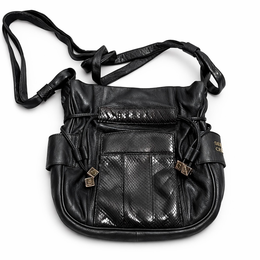 SEE BY CHLOE BLACK LEATHER SNAKE SKIN STYLE PURSE​​​​​​​​